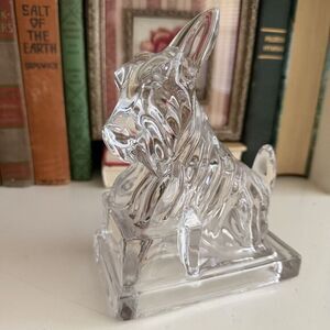 Cambridge Scottie Dog Scottish Terrier Bookend Glass Figurine Vtg Mid Century